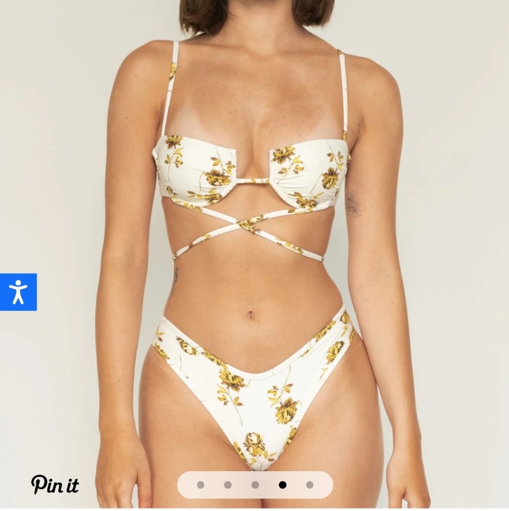 Montce Bikini Set- Gold Filigree Simone Top and Lulu Bottoms NWT - Picture 5 of 8